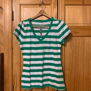 Inc - green/ white striped top - x-large